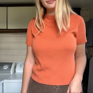 Vintage Ribbed Mock Neck Shirt